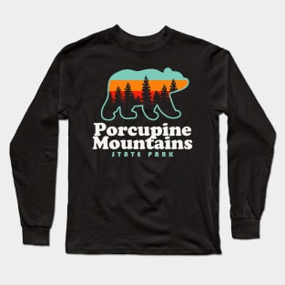 Porcupine Mountains Michigan Camping Hiking Bear Long Sleeve T-Shirt